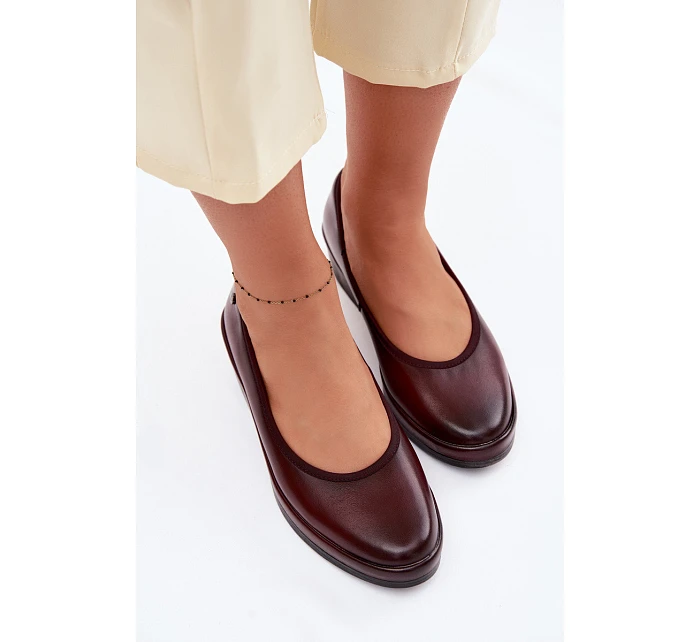 Kožené dámské polobotky na platformě Vinceza 39987 bordó
