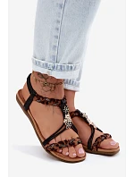 Dámské sandály s přezkami a pásky Černé Panterka model 22136699 - EVENTO