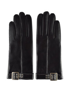 Dámské kožené antibakteriální rukavice model 16627258 Black - Semiline