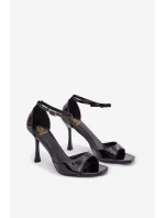 Lakované sandály na jehlovém podpatku Revella – černé Lakované sandály na jehlovém podpatku Revella – černé
