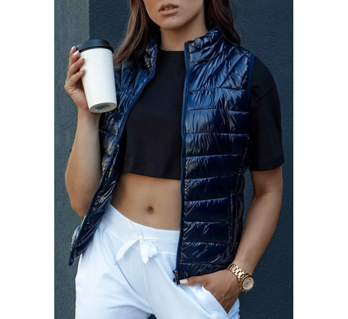 Dámská krátká prošívaná vesta WIANO navy blue FashionStreet TY4523