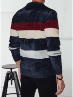 Pánský pruhovaný tmavě modrý svetr FashionStreet WX2240 Pánský pruhovaný tmavě modrý svetr FashionStreet WX2240