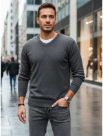 Pánský světle šedý svetr s výstřihem Dstreet model 21993992 - FashionStreet Pánský světle šedý svetr s výstřihem Dstreet model 21993992 - FashionStreet