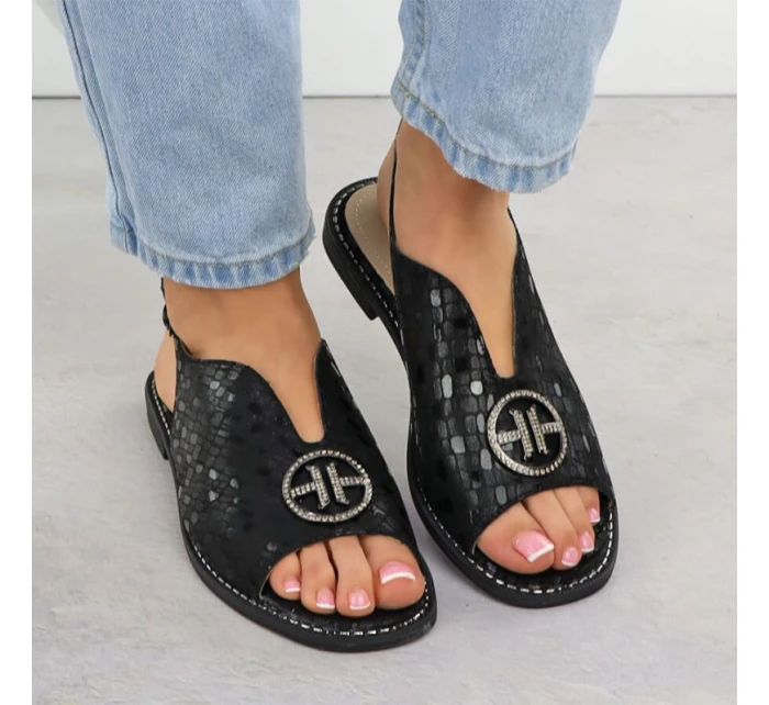 Dámské černé kožené sandály S.Barski KV51-094 Dámské černé kožené sandály S.Barski KV51-094