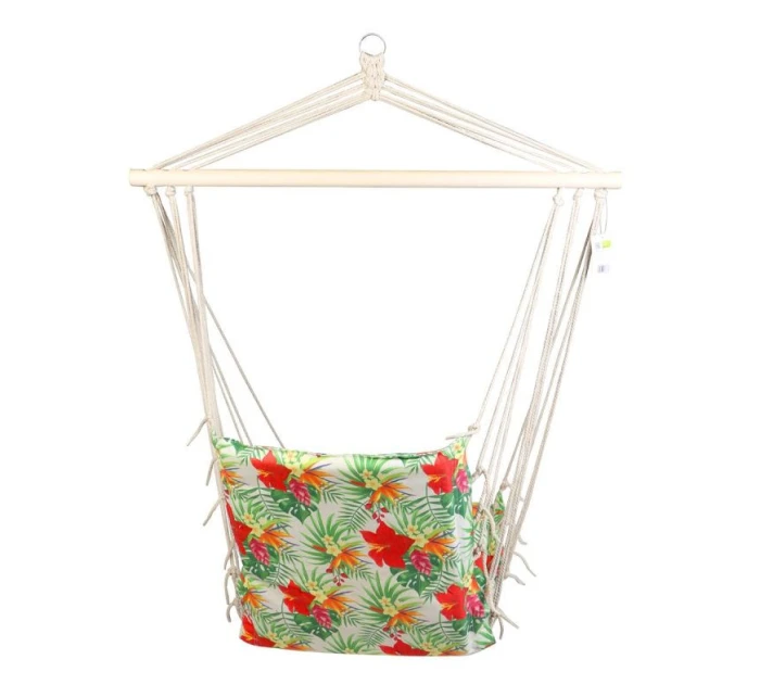 BRAZILSKÁ ZÁVĚSNÁ SEDAČKA HAMAK 100x50CM NATURE S TROPICKÝMI DŽUNGLOVÝMI PODRUČKAMI