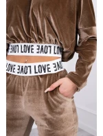 Velurová souprava s kapucí hnědá