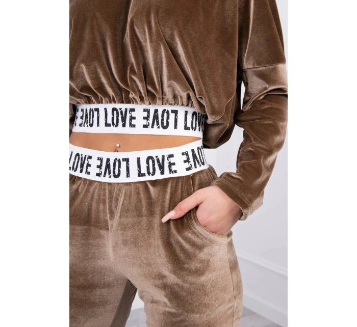 Velurová souprava s kapucí hnědá