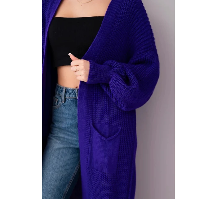 Svetr dlouhý kardigan fialový