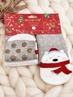 Vánoční ponožky model 21569077 šedé - Aura.via
