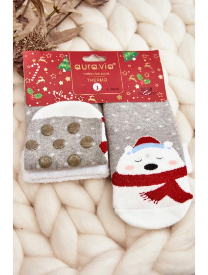 Vánoční ponožky model 21569077 šedé - Aura.via