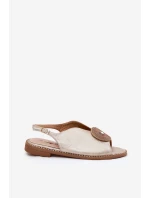 Lesklé Dámské Sandály S Dekorativním Detalem model 21691490 Zlaté - S.Barski Lesklé Dámské Sandály S Dekorativním Detalem model 21691490 Zlaté - S.Barski