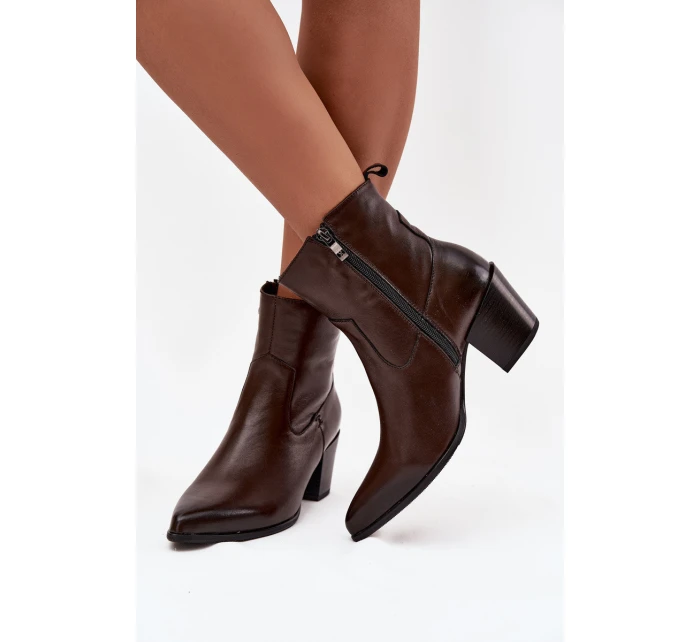 Kožené dámské kovbojky na podpatku vyhřívané Zazoo 60565 čokoládové Kožené dámské kovbojky na podpatku vyhřívané Zazoo 60565 čokoládové