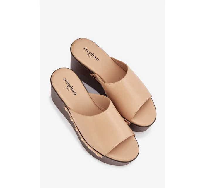 Dámské nazouváky na platformě s béžové model 21918817 - Boto Dámské nazouváky na platformě s béžové model 21918817 - Boto