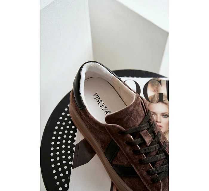 Dámské tenisky model 22069643 na platformě hnědé - VINCEZA
