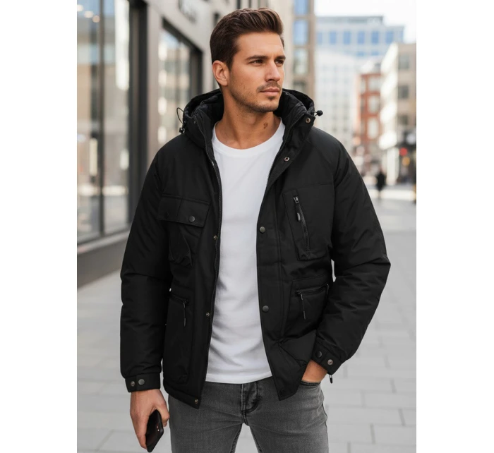 Pánská zimní bunda s kapucí černá model 21994704 - Dstreet Pánská zimní bunda s kapucí černá model 21994704 - Dstreet