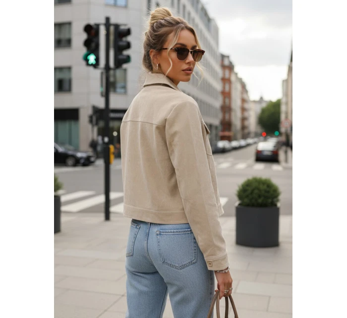 FashionStreet dámská semišová béžová bunda TY5574