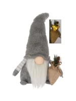 DEKORATIVNÍ PLYŠOVÝ TRPASLÍK LED 38CM ŠEDÝ