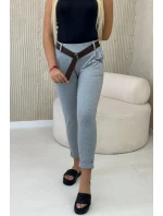 Kalhoty Punto Milano Winter s páskem šedý Kalhoty Punto Milano Winter s páskem šedý