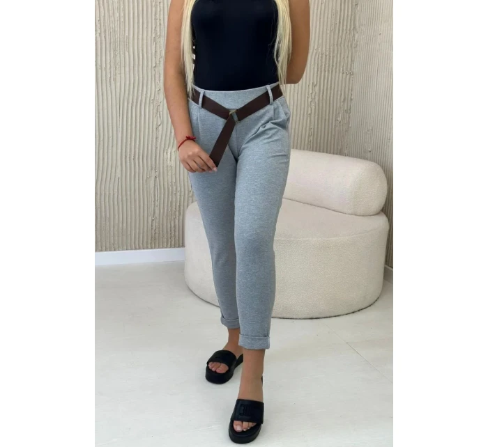 Kalhoty Punto Milano Winter s páskem šedý Kalhoty Punto Milano Winter s páskem šedý