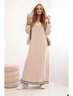 Dámská souprava s viskózou s rozepínací mikinou a dlouhou sukní béžová Dámská souprava s viskózou s rozepínací mikinou a dlouhou sukní béžová