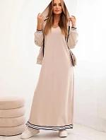 Dámská souprava s viskózou s rozepínací mikinou a dlouhou sukní béžová
