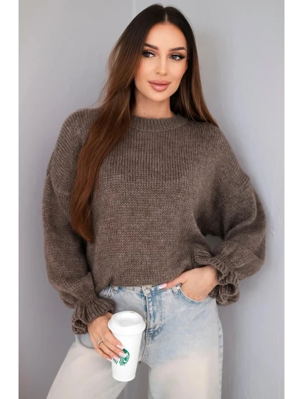 Dámský svetr s přídavkem mohairu a vlny v volném střihu fango
