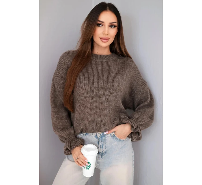 Dámský svetr s přídavkem mohairu a vlny v volném střihu fango