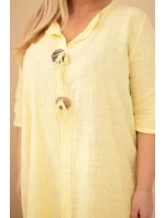 Dámské bavlněné šaty Plus Size se zavazováním u výstřihu žlutá