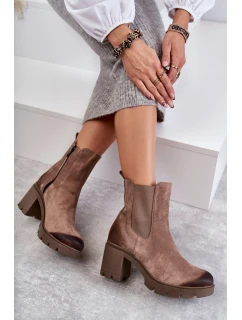 Dámské semišové boty na platformě Béžove model 21598697 - Boto