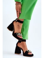 Dámské semišové sandály s podpatky Lewski boty Černá model 21616060 - Boto Dámské semišové sandály s podpatky Lewski boty Černá model 21616060 - Boto