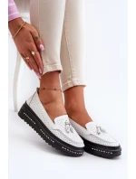 Bílé dámské kožené mokasíny na platformě model 21656082 - EVENTO Bílé dámské kožené mokasíny na platformě model 21656082 - EVENTO