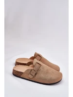 Dámské nazouváky a na platformě s přezkou khaki Selio