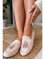 Dámské mokasíny ploché s třásněmi světle růžové Marilisse