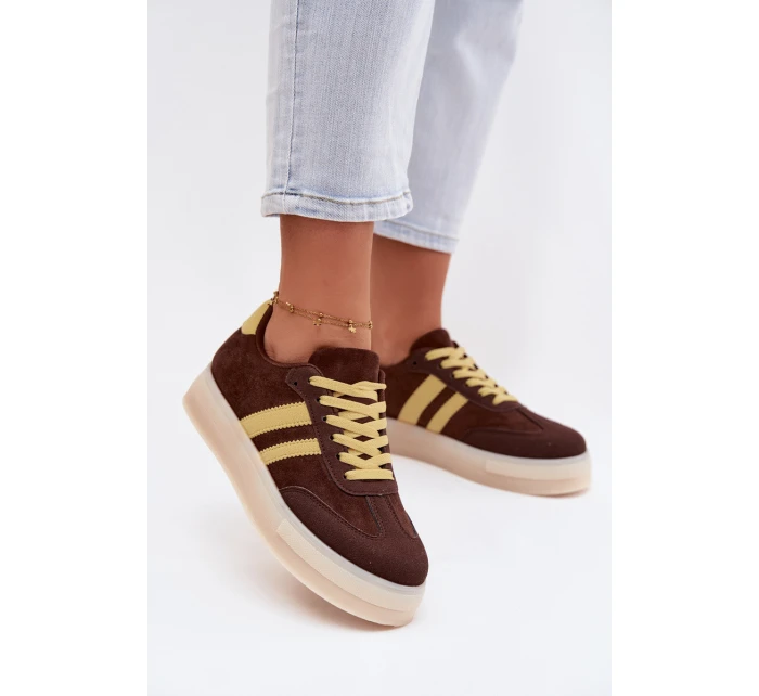 Dámské tenisky na platformě čokoládové model 21937670 - Boto