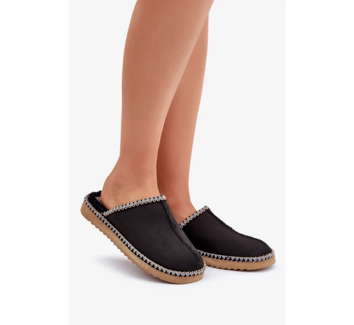 Dámské Domácí Pantofle S Výšivkou Inblu EY000028 Černé
