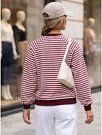 Dámská bavlněná mikina s pruhy Azara, vínová, FashionStreet RY2932 Dámská bavlněná mikina s pruhy Azara, vínová, FashionStreet RY2932