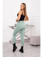 Pruhované legíny s vysokým pasem tmavě mátové