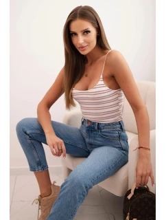 Dámská pruhovaná tílko tmavě růžová