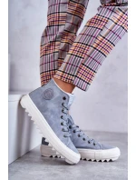 Dámské Kožené Teplé Tenisky Big Star EE274115 Světle Modré Dámské Kožené Teplé Tenisky Big Star EE274115 Světle Modré