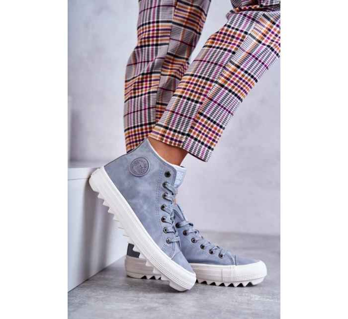 Dámské Kožené Teplé Tenisky Big Star EE274115 Světle Modré Dámské Kožené Teplé Tenisky Big Star EE274115 Světle Modré