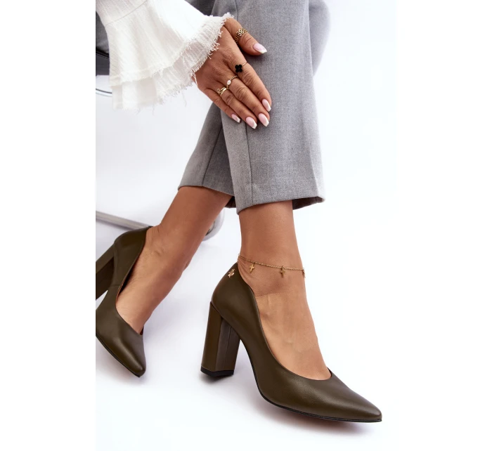 Kůže na vysokém podpatku Laura Messi 2624/227 tmavě zelené