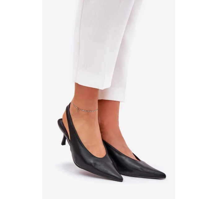 Lakované Lodičky S Odkrytým Patou Černé Emmizola