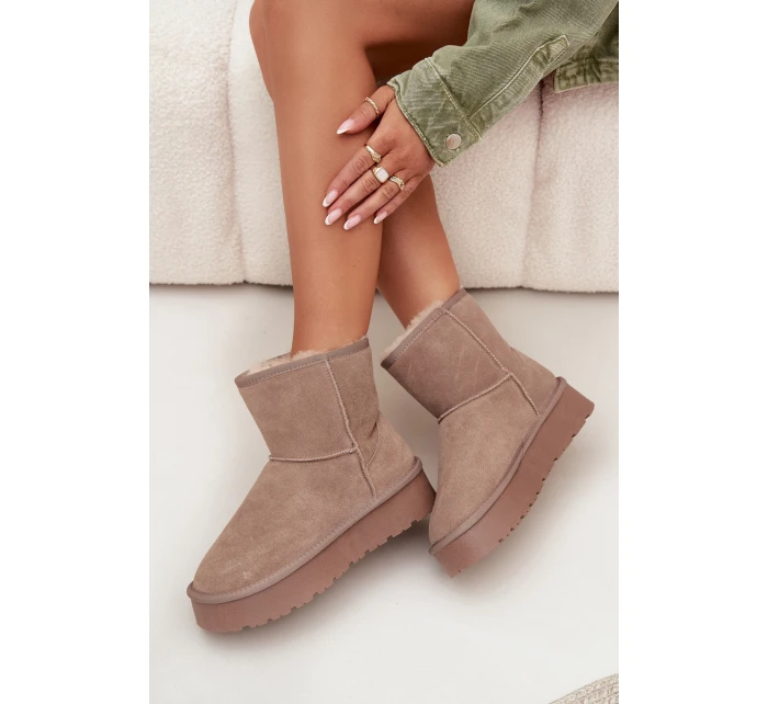 Dámské sněhule z přírodního semiše na platformě béžové model 21709747 - Boto Dámské sněhule z přírodního semiše na platformě béžové model 21709747 - Boto