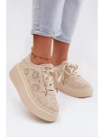 Spletané dámské tenisky na platformě Béžové Evalora Spletané dámské tenisky na platformě Béžové Evalora