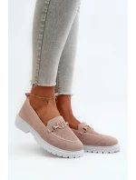 Dámské mokasíny na plochém podpatku se zlatými detaily, růžová Limentia Dámské mokasíny na plochém podpatku se zlatými detaily, růžová Limentia