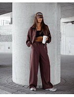 Komplet damski spodnie i bluza ze stójką czekoladowy model 21470459 - Moon Komplet damski spodnie i bluza ze stójką czekoladowy model 21470459 - Moon