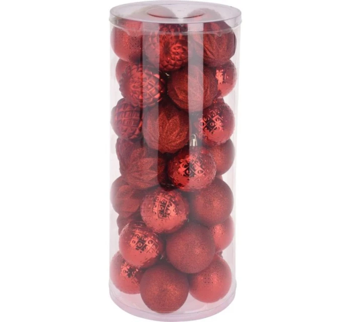 DEKORATIVNÍ PLASTOVÁ CETKA 6CM SADA 35 KS ČERVENÁ