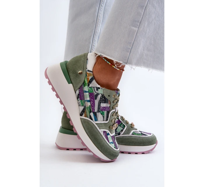 Dámské kožené tenisky na platformě Maciejka 06390-09 seledýnové