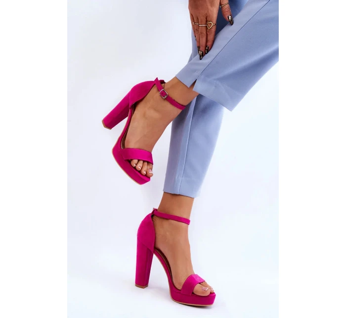 Semišové Sandály Na Podpatku Fuchsie Spectacular