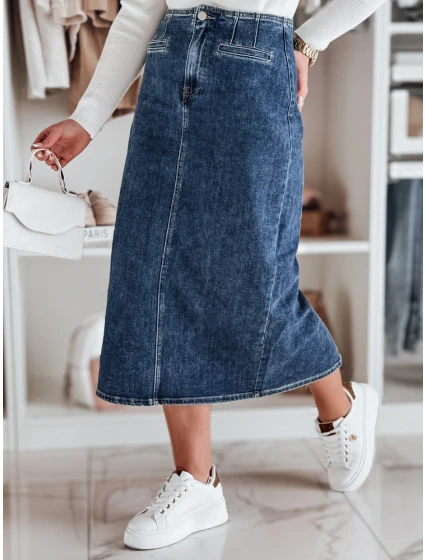 Džínová midi sukně s rozparkem VISTANO modrá FashionStreet CY0485 Džínová midi sukně s rozparkem VISTANO modrá FashionStreet CY0485